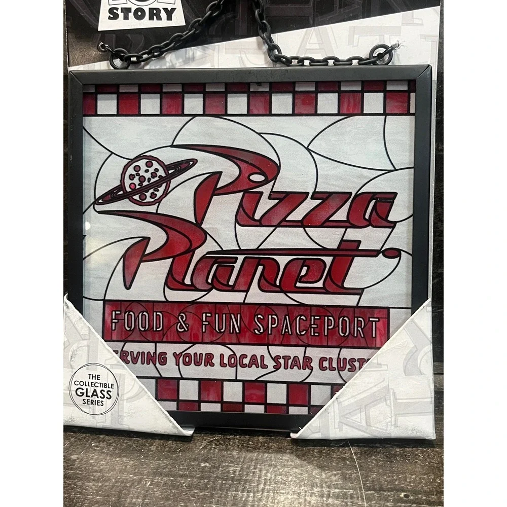 Disney Toy Story Pizza Planet Hanging Stained Glass Sign 6x6 Open Road Brands